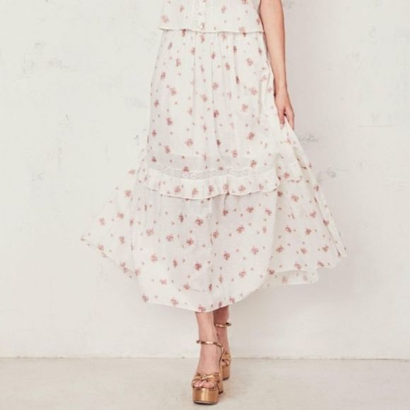 LoveShackFancy Dresses & Skirts - LoveShackFancy Iman Floral Pleated Skirt Cottagecore NWT